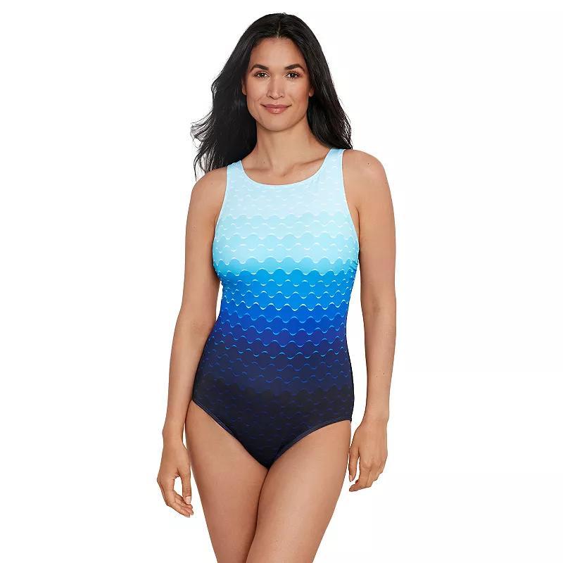 Womens Great Lengths Sport Highneck One-Piece Swim Suit Product Image