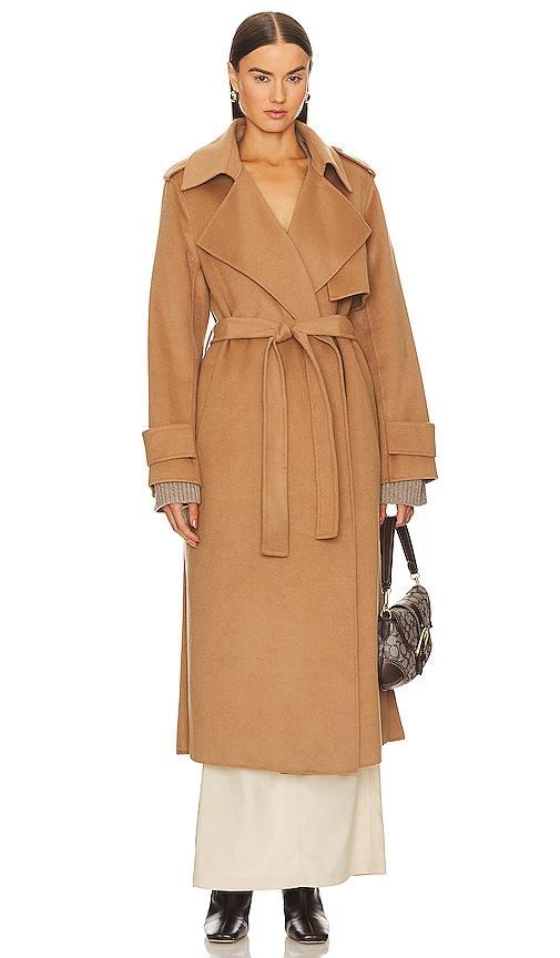 LAMARQUE Margaret Trench Coat in Brown. Product Image