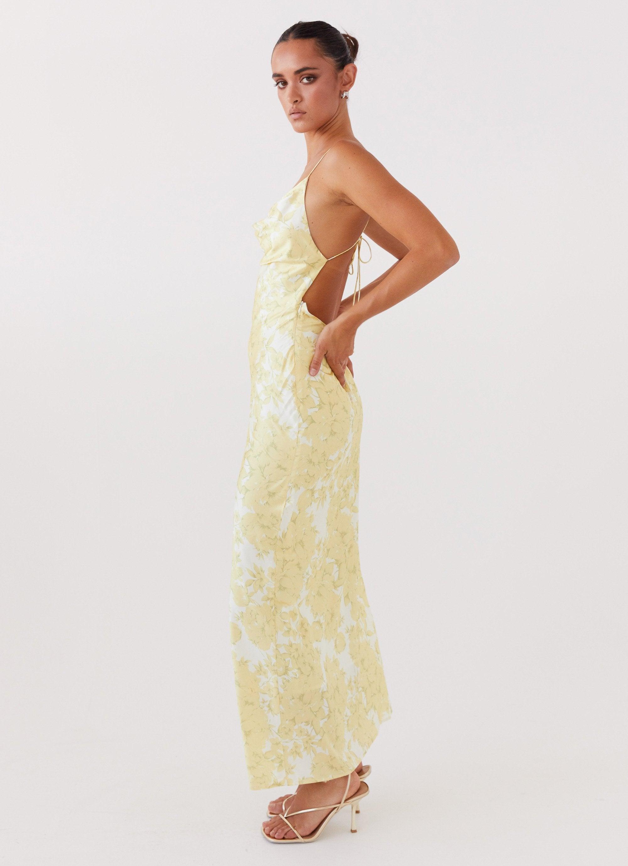 Coastal Escape Satin Maxi Dress - Daffodil Product Image