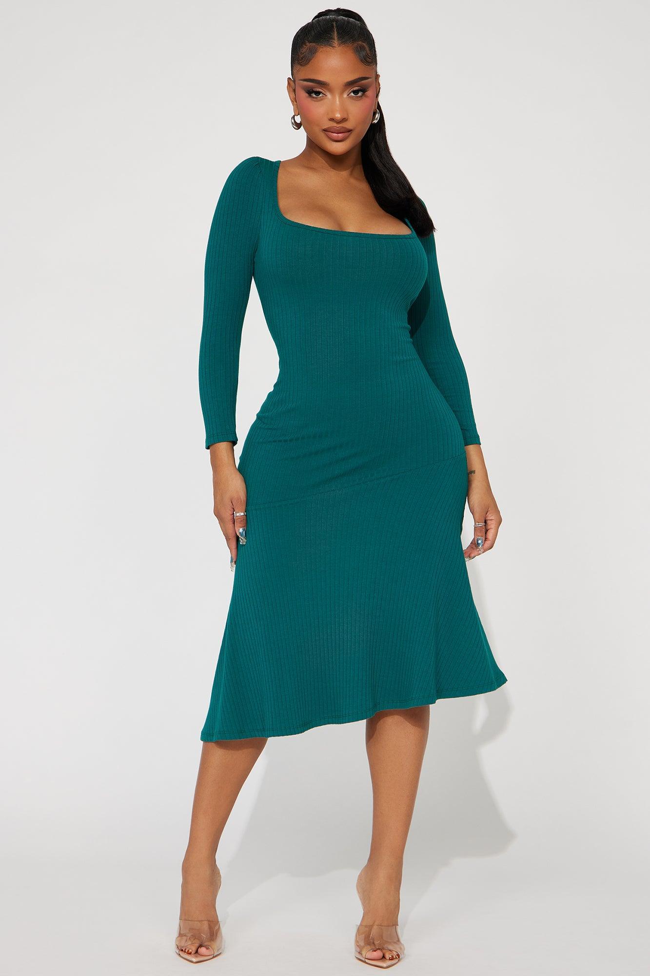 A Simple Life Ribbed Midi Dress - Hunter product image