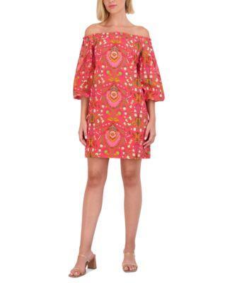 Vince Camuto Womens Paisley-Print Off-The-Shoulder Dress Product Image