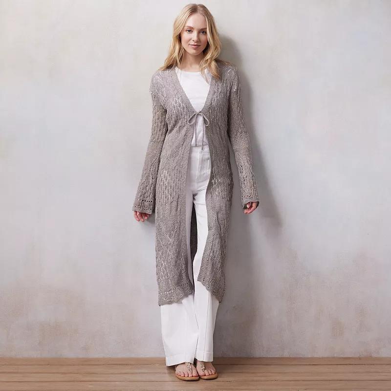 Womens LC Lauren Conrad Long Pointelle Duster Cardigan Product Image