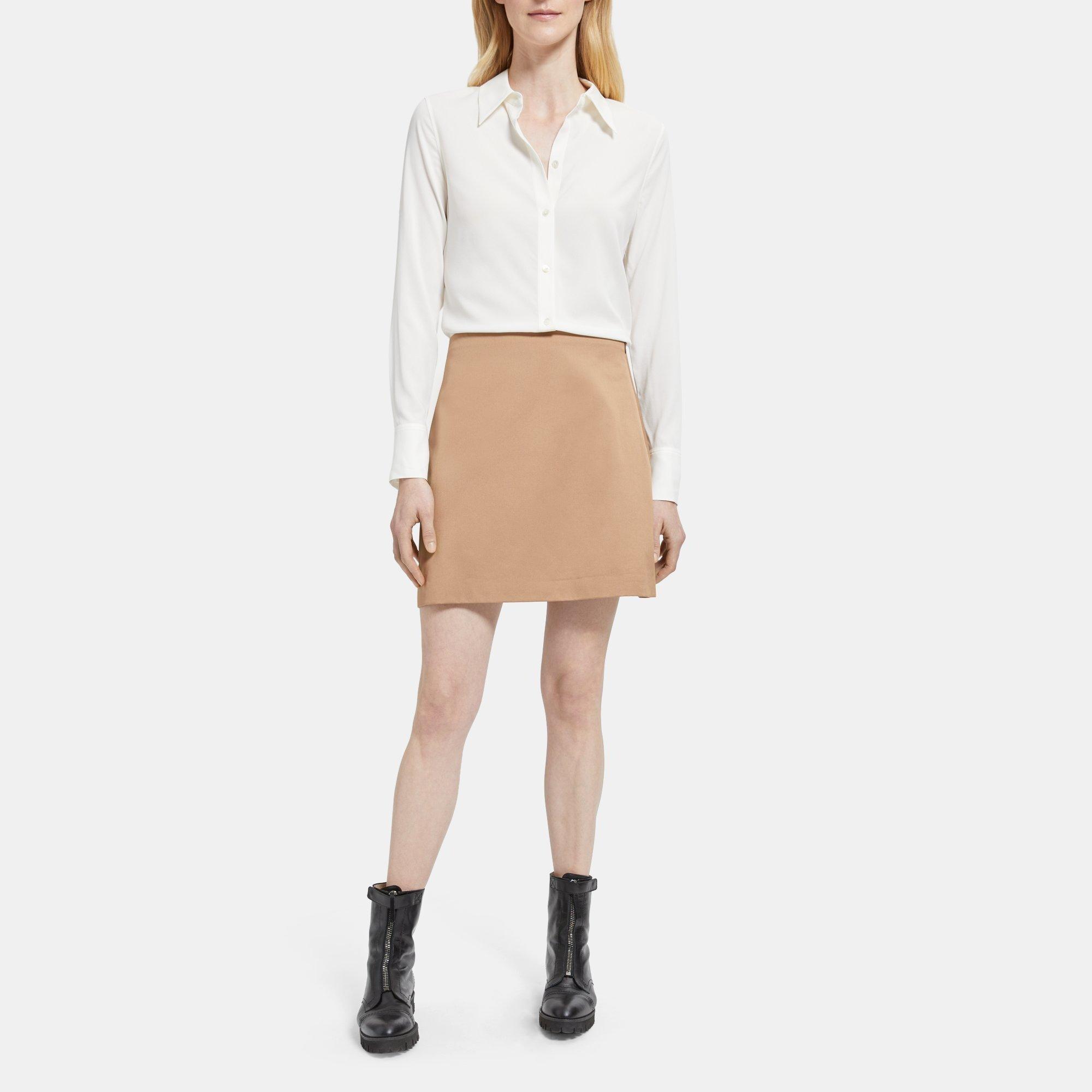 Cotton Twill High-Waisted Mini Skirt | Theory Outlet product image