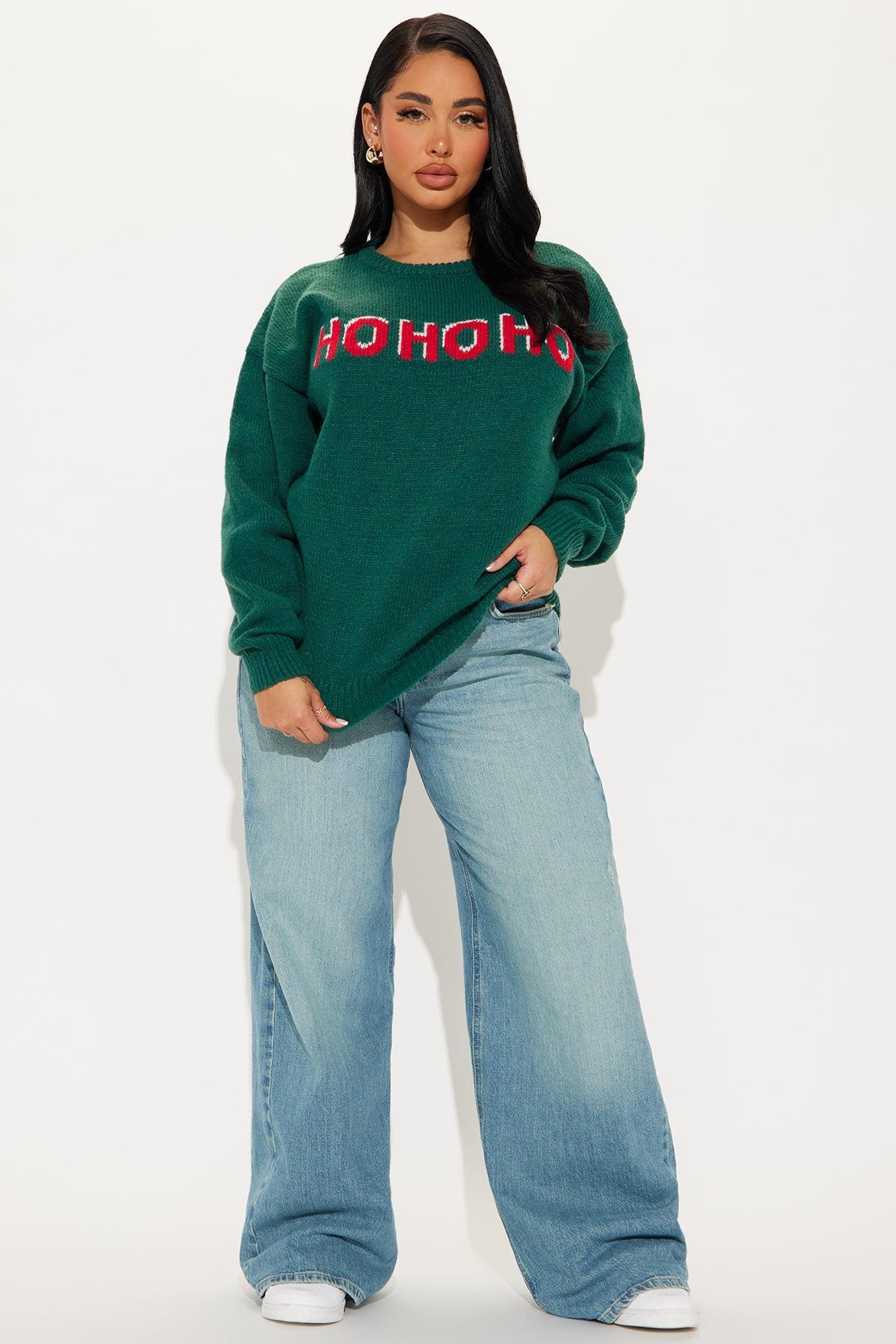 Ho Ho Ho Oversized Sweater - Green/combo Product Image