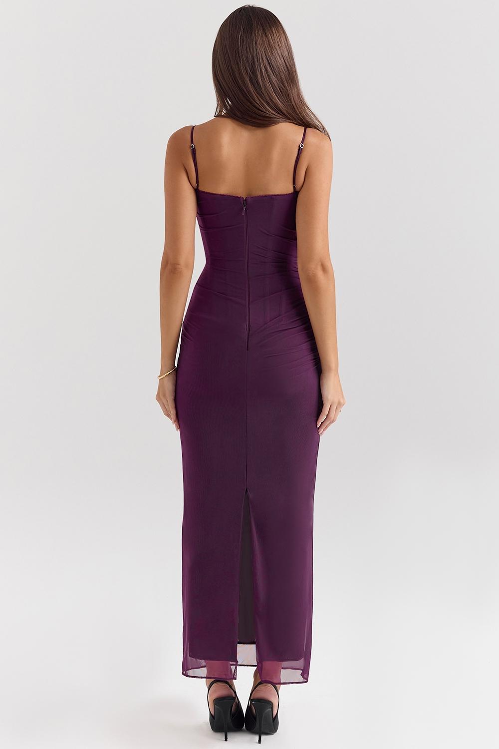 Nalini Grape Mesh Corset Maxi Dress Product Image