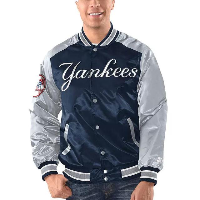 Mens Starter /Gray New York Yankees Varsity Satin Full-Snap Jacket Blue Product Image