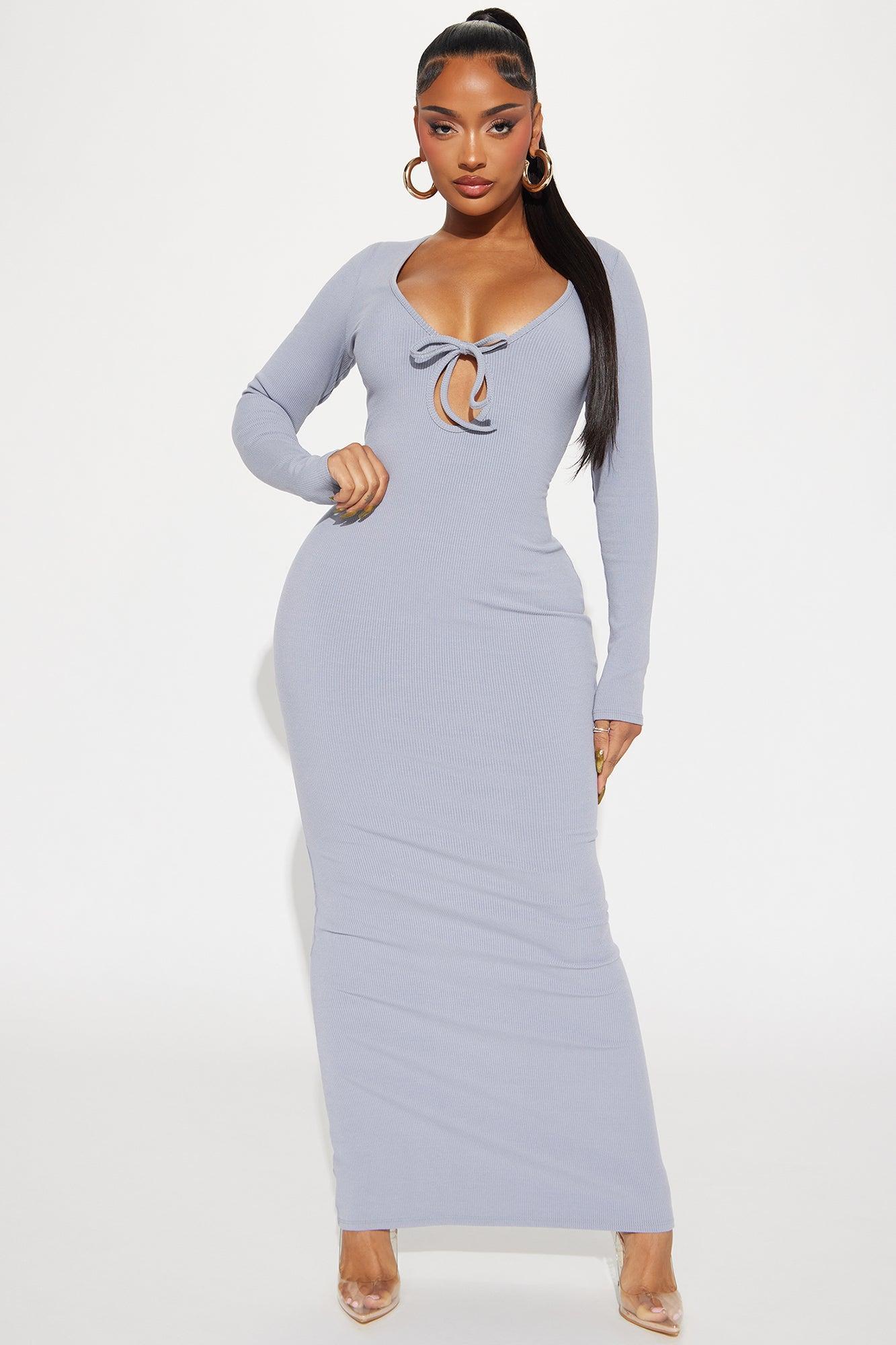 Raya Snatched Maxi Dress - Slate Grey Product Image