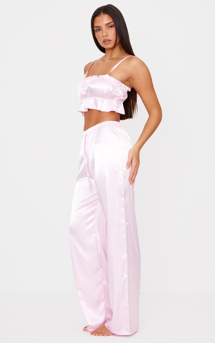 Pink Ruched Cami Long PJ Set Product Image