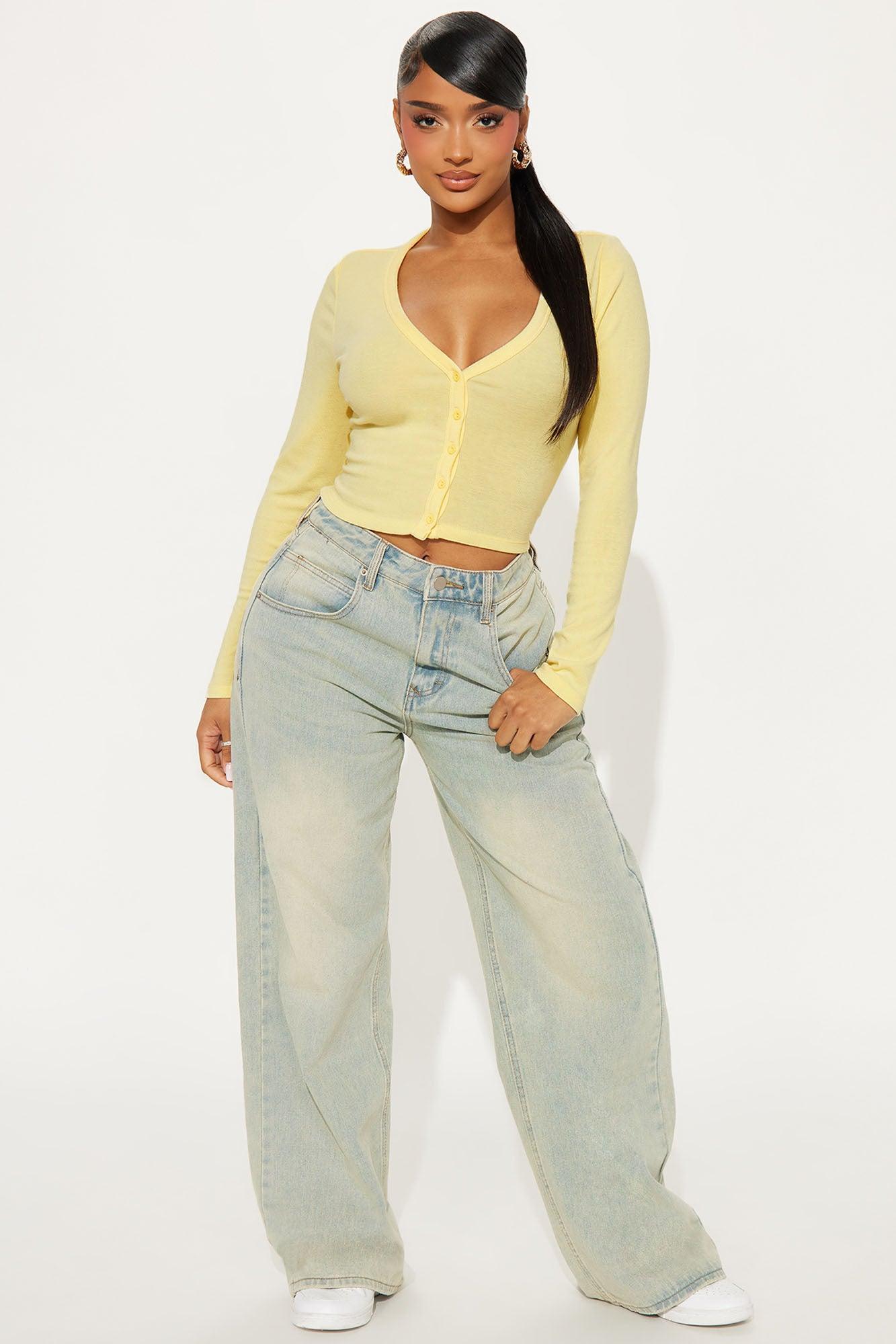 Camille Button Front Top - Yellow Product Image