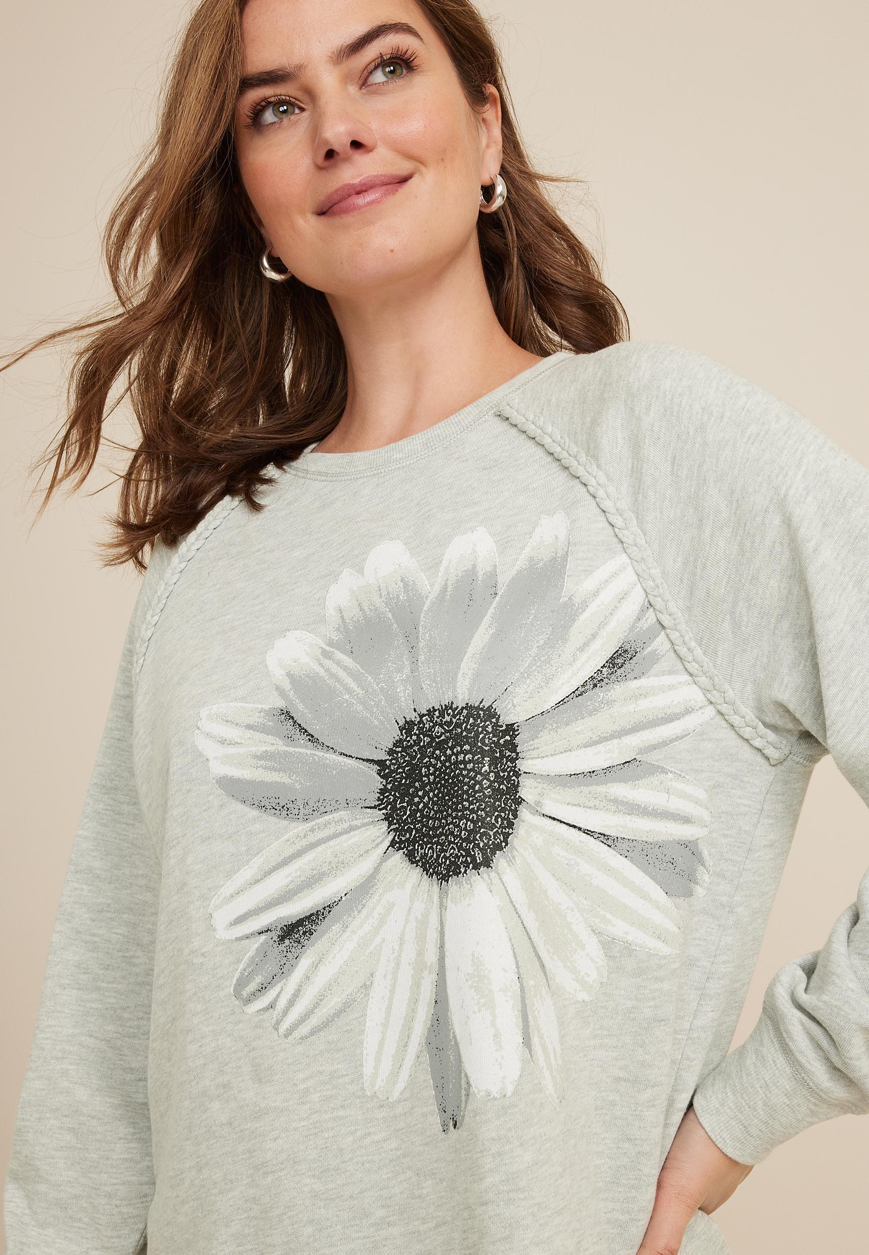 Maurices Womens Sunflower Sweatshirt Gray Size X Small Product Image