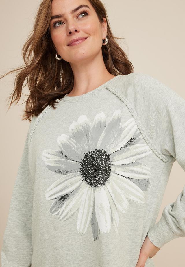 Maurices Womens Sunflower Sweatshirt Gray Size Large Product Image