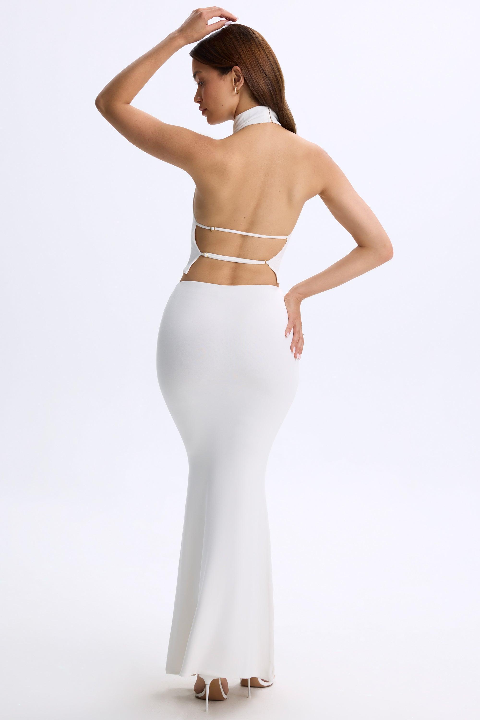 Low-Rise Maxi Skirt in White Product Image