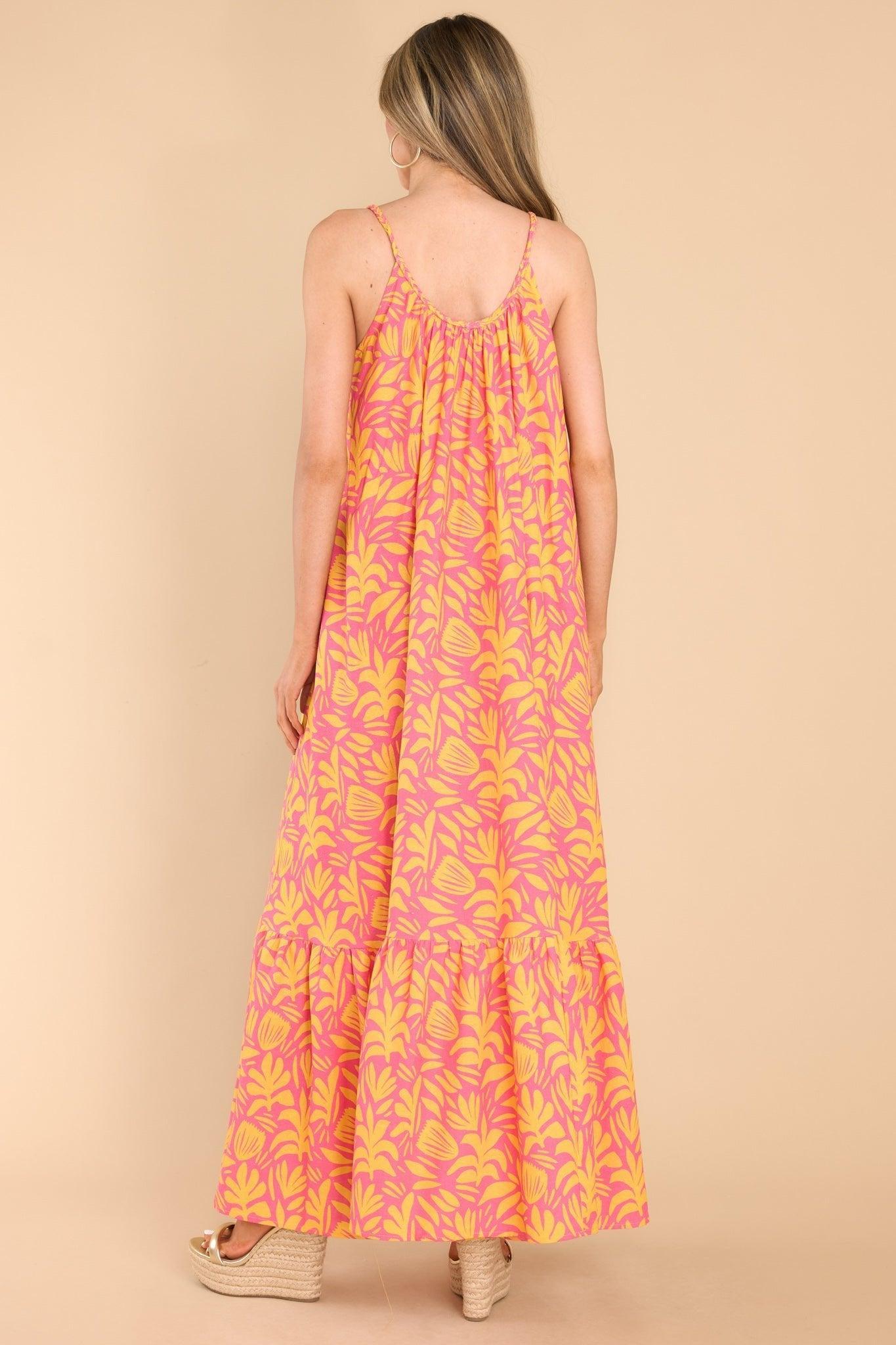 Palms Away The Game Is On Pink Multi Print Maxi Dress Product Image