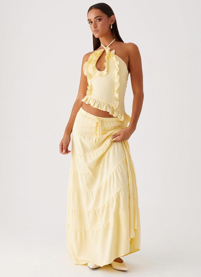 Mariella Linen Maxi Skirt - Yellow Product Image