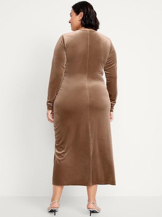 Ruched Velvet Midi Dress Product Image