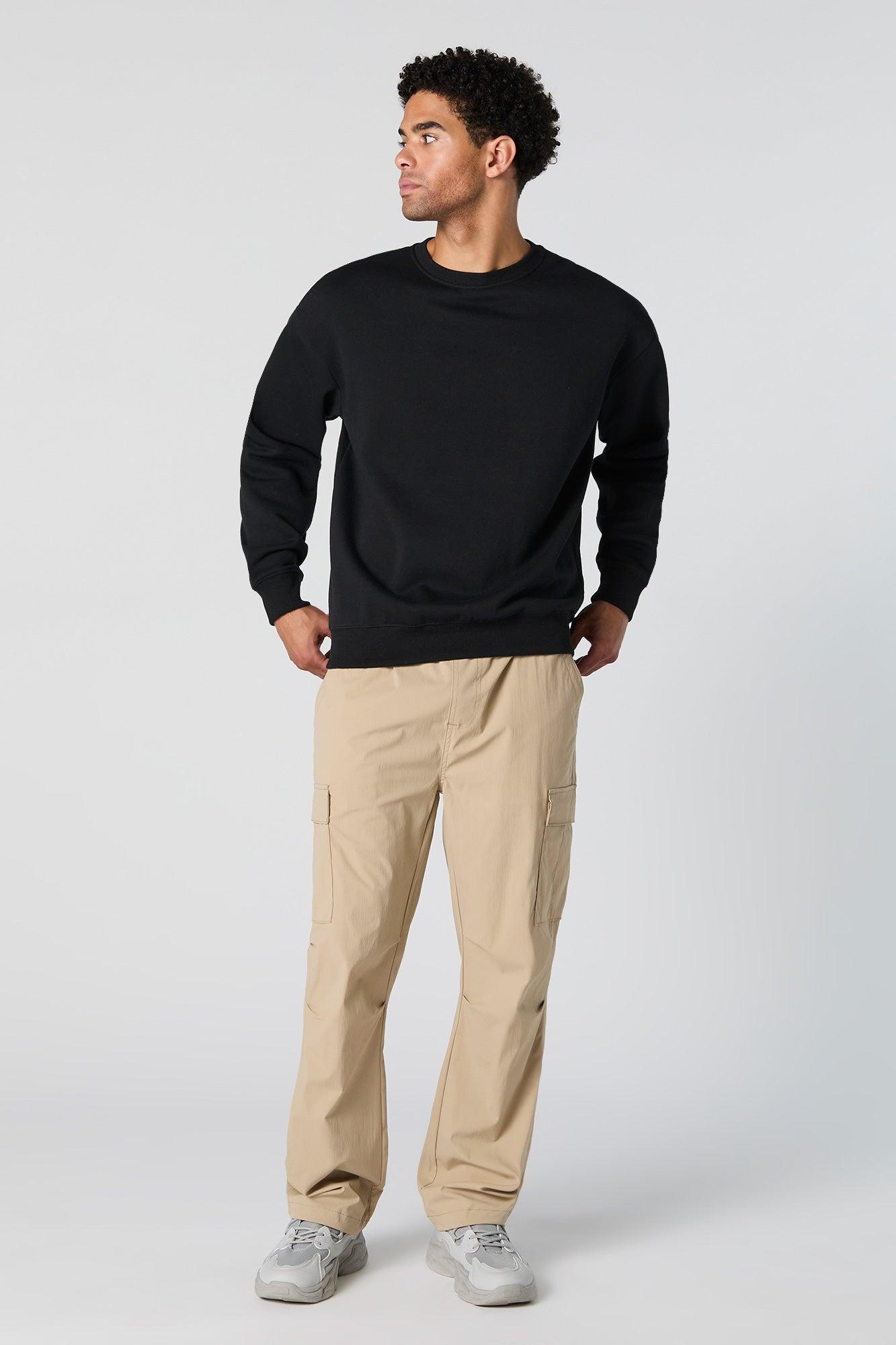 Solid Fleece Crewneck Sweatshirt Male Product Image