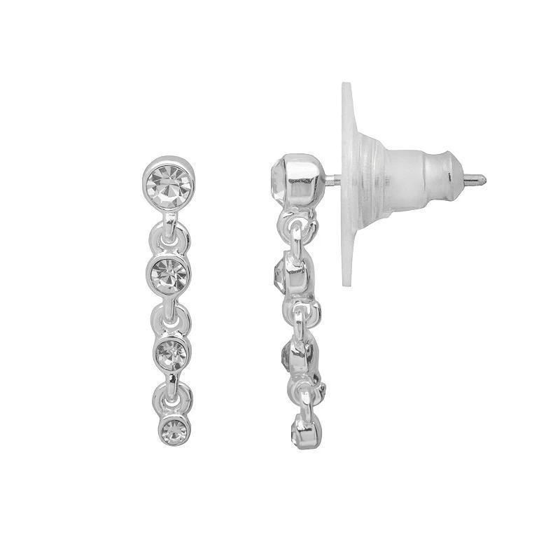 LC Lauren Conrad Linear Stone Drop Earrings, Womens, Clear Product Image