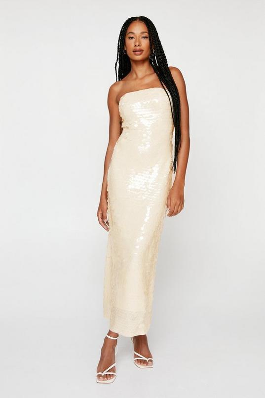 Premium Sequin Back Split Maxi Dress  Product Image