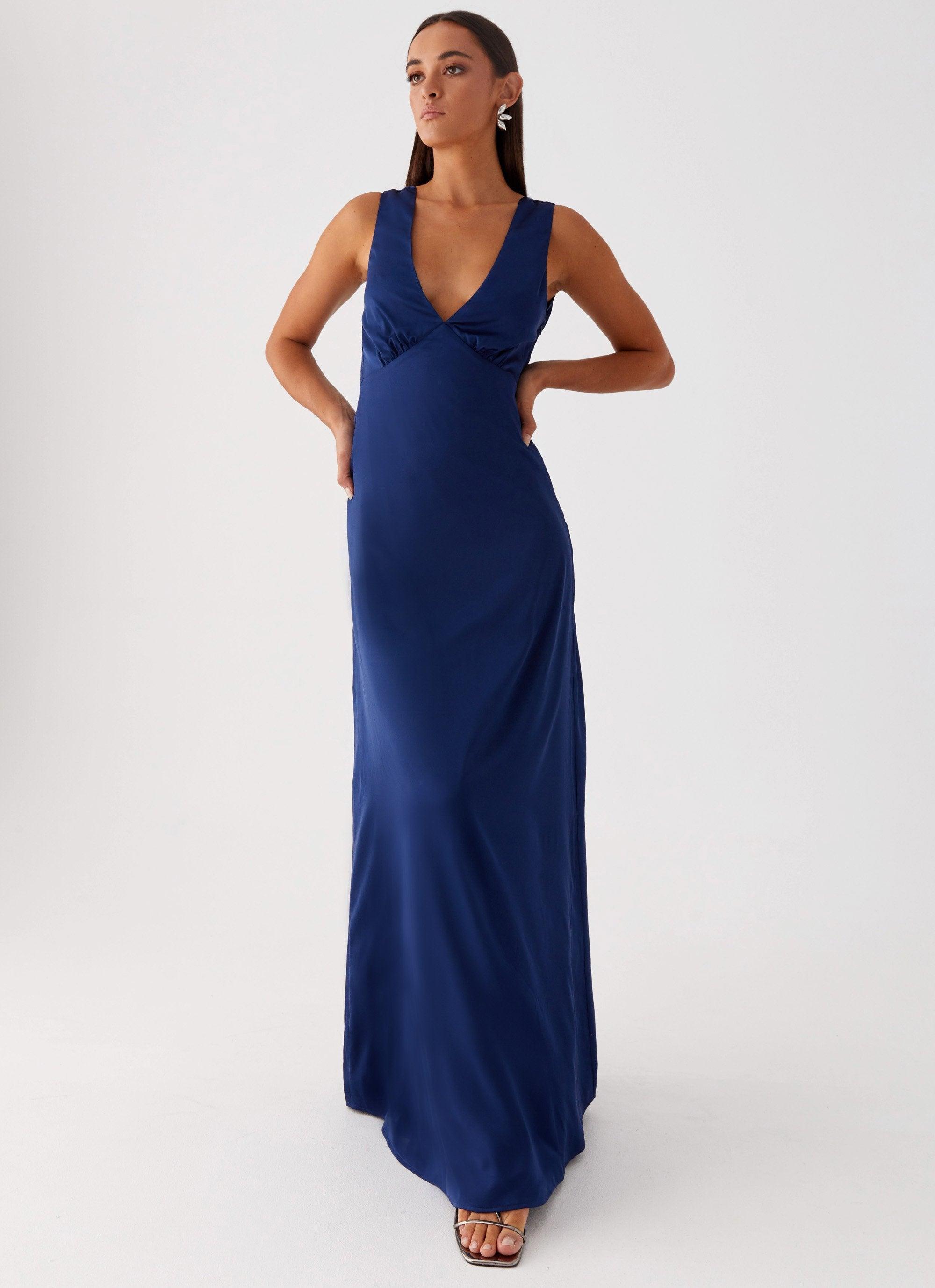 Winnie Cowl Back Maxi Dress - Navy Product Image