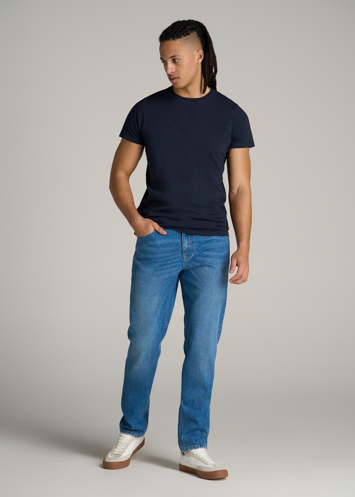 MODERN-FIT Garment Dyed Cotton Men's Tall T-Shirt in Evening Blue Male Product Image