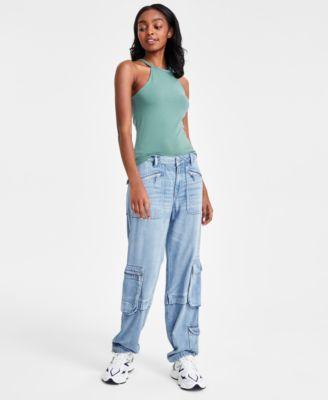 Lucky Brand Womens High-Rise Denim Cargo Jeans Product Image