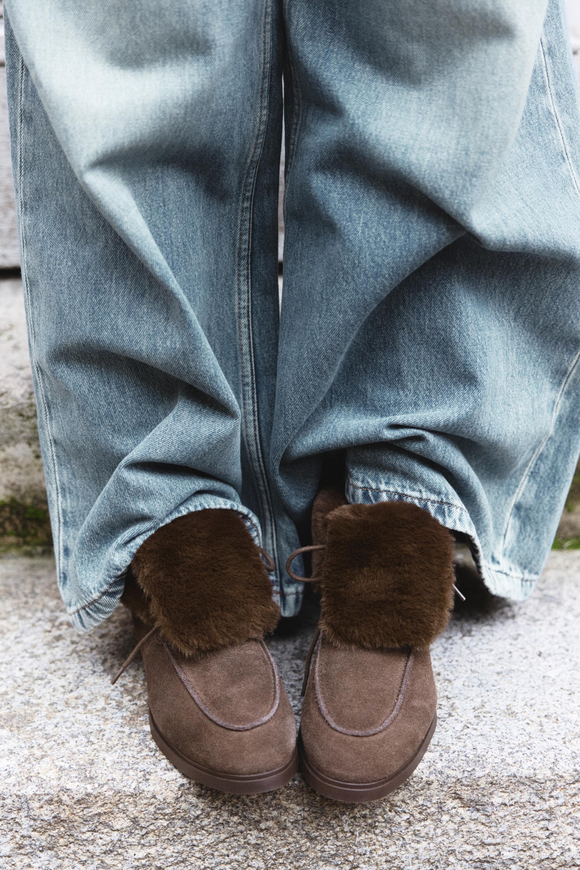 FAUX FUR FLAT ANKLE BOOTS product image