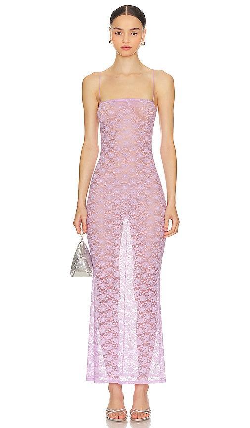 Lovers and Friends Lia Sheer Gown in Lavender. Product Image