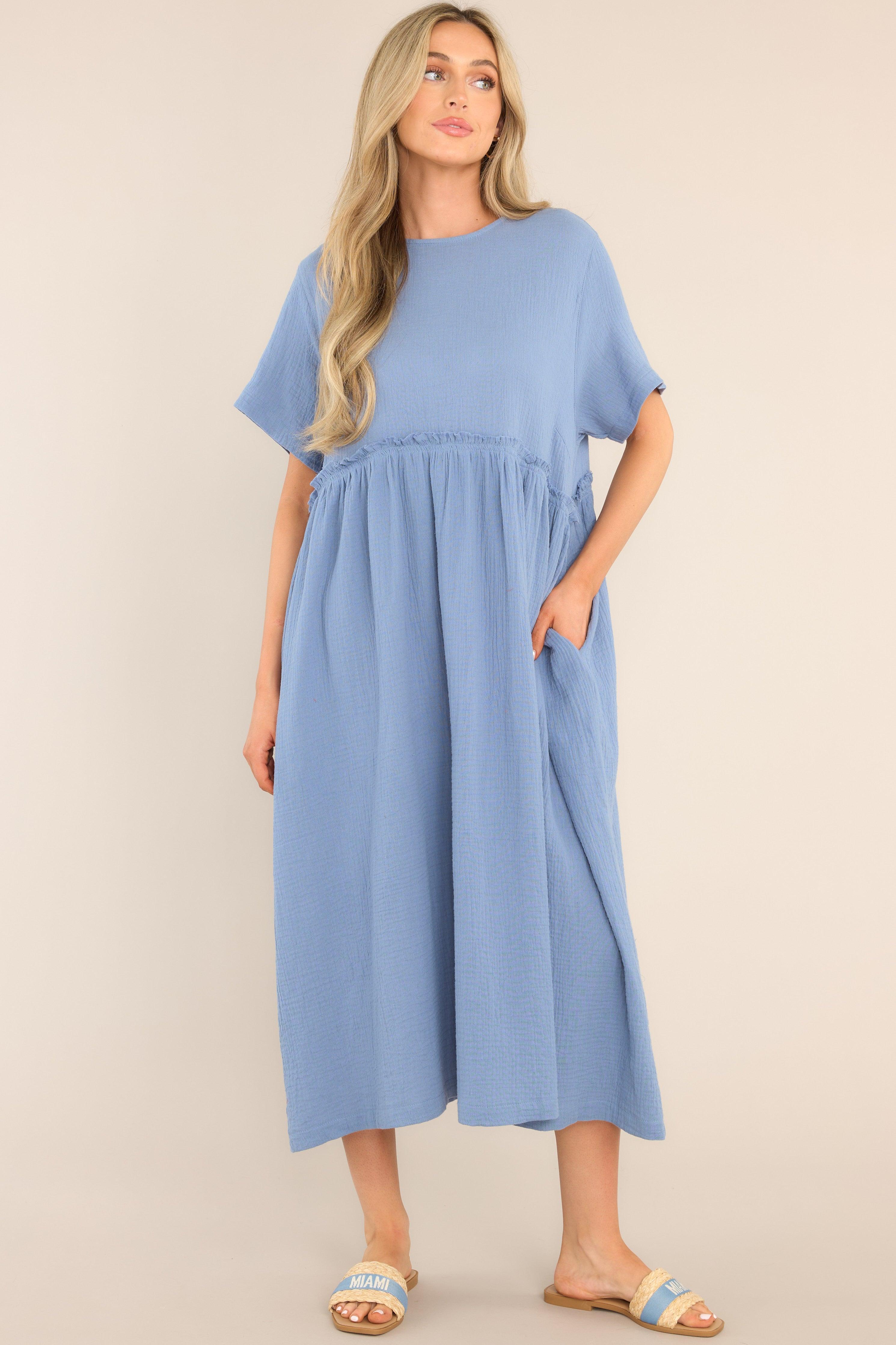 Aura It Was Kismet Blissful Blue Midi Dress Product Image