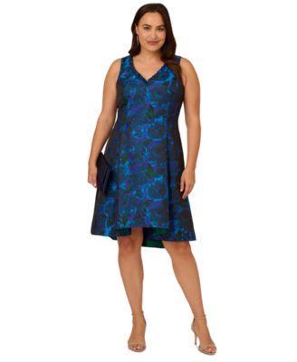 Plus Size Floral Jacquard Sleeveless Fit & Flare Dress Product Image