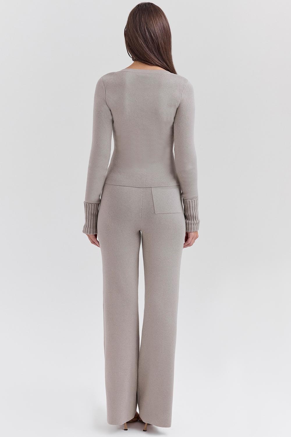 Aspen Grey Cashmere Ribbed Cuff Jacket Product Image