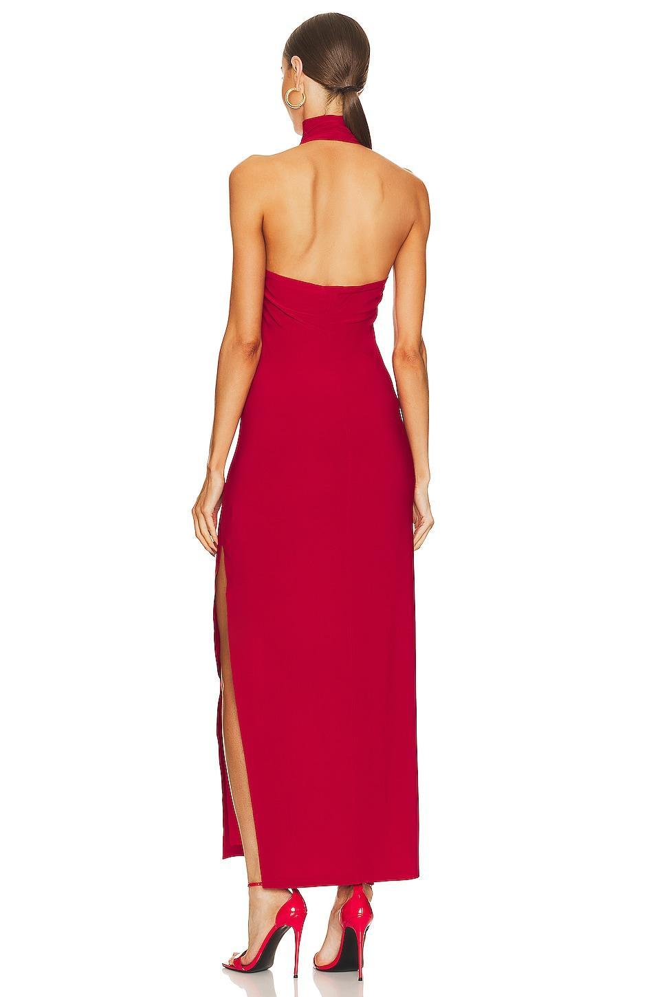 Halter Turtleneck Side Slit Gown Norma Kamali Product Image