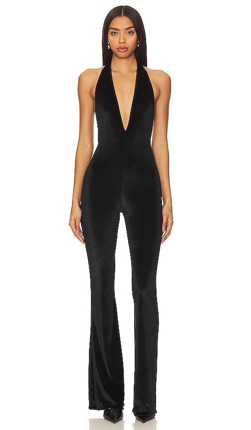 AMOR MIA Iman Midnight Velvet Jumpsuit Size L, S, XL. Product Image