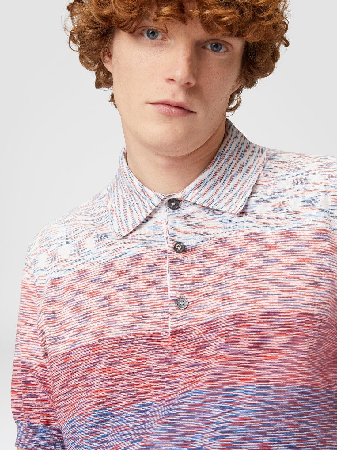 Short-sleeved polo shirt in dégradé slub cotton Multicoloured | Missoni Product Image