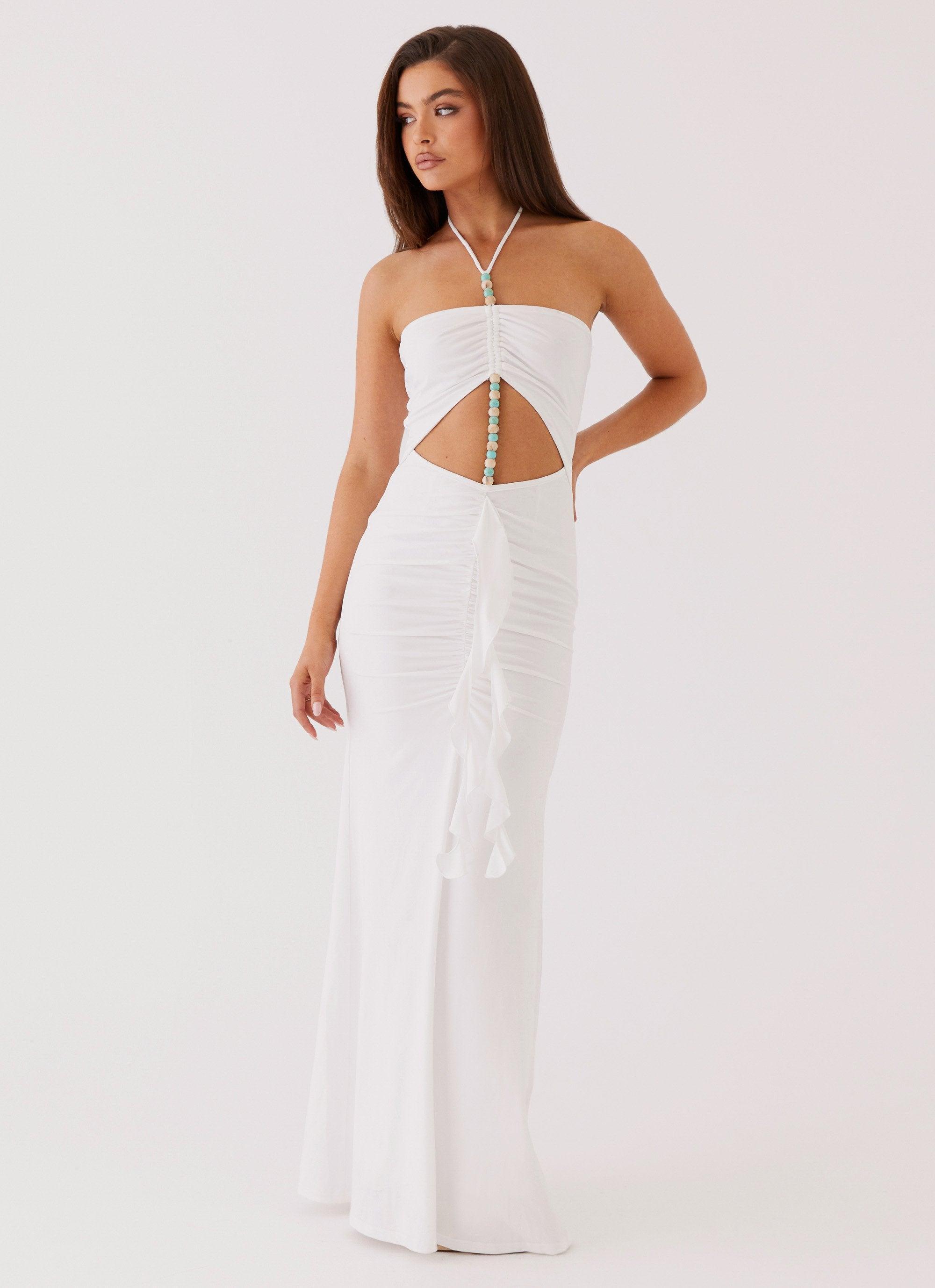 Serina Ruffle Maxi Dress - White Product Image