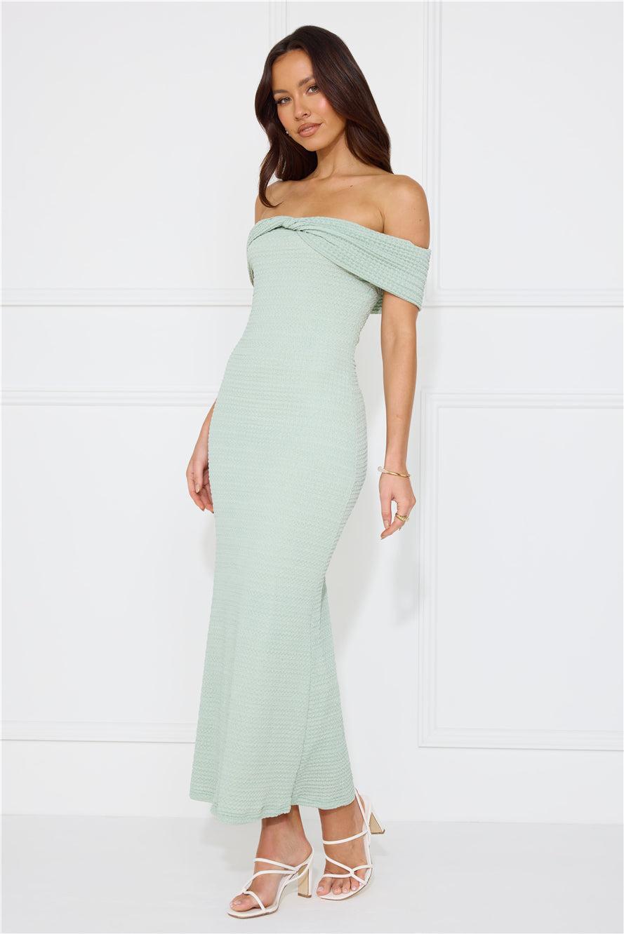 Fashion Fantasy Off Shoulder Maxi Dress Sage Product Image