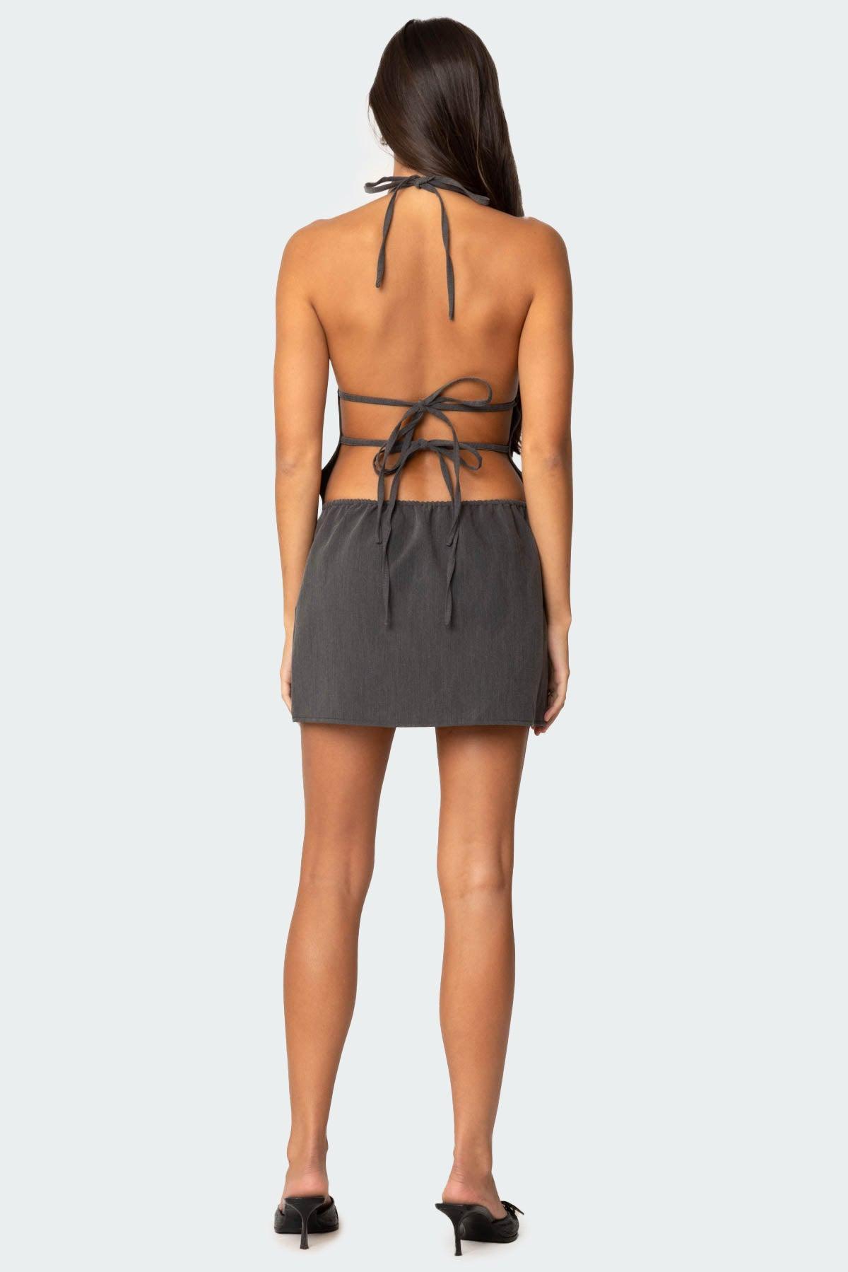 Tie Back Halter Mini Dress Product Image