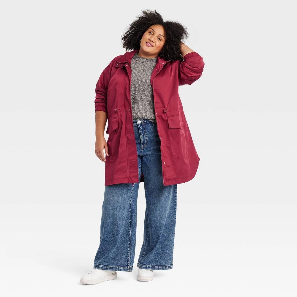 Women's Rain Jacket - Ava & Viv™ Burgundy 3X Product Image