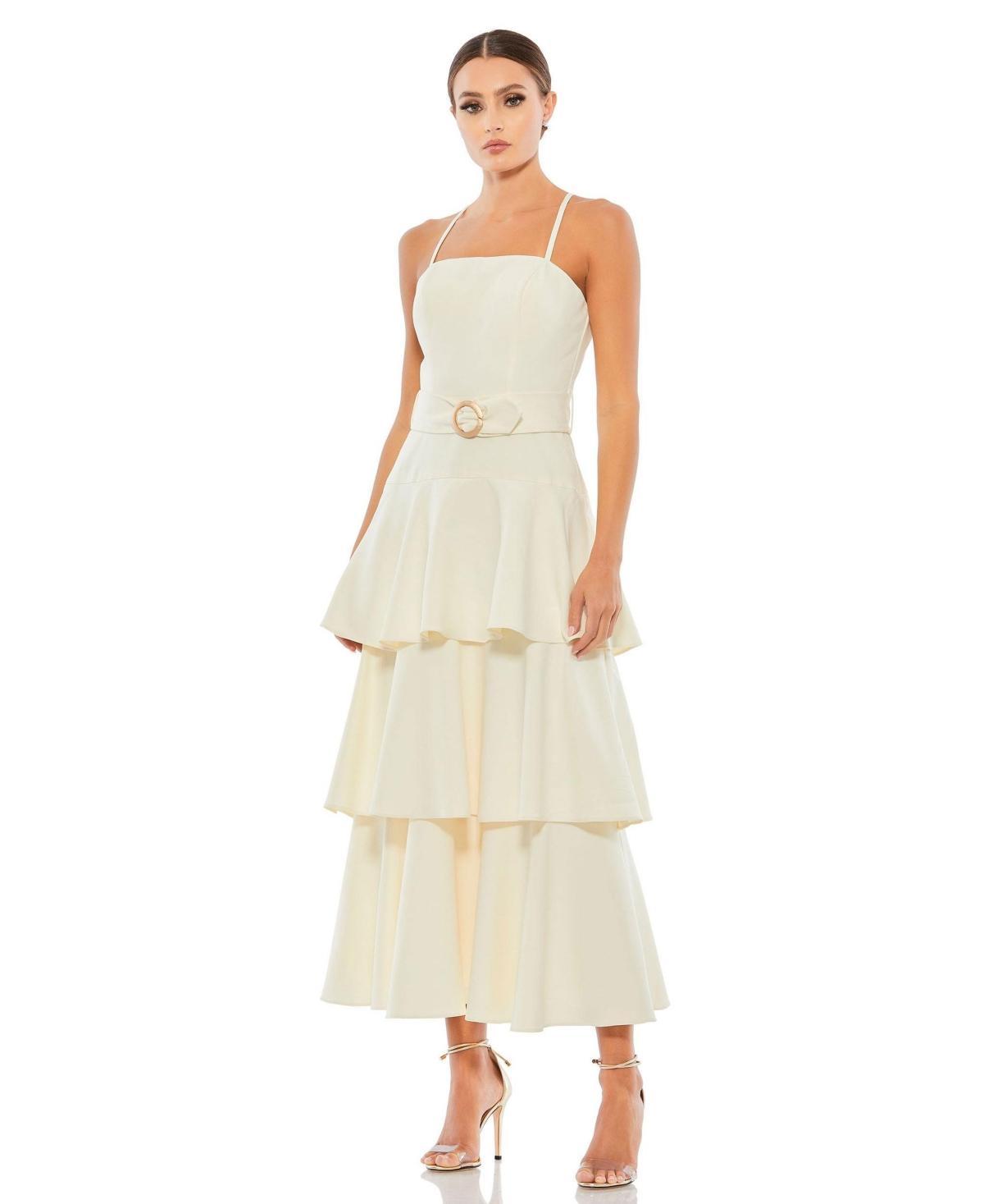 Womens Ieena Belted Tiered Ruffle Sleeveless Midi Dress Product Image