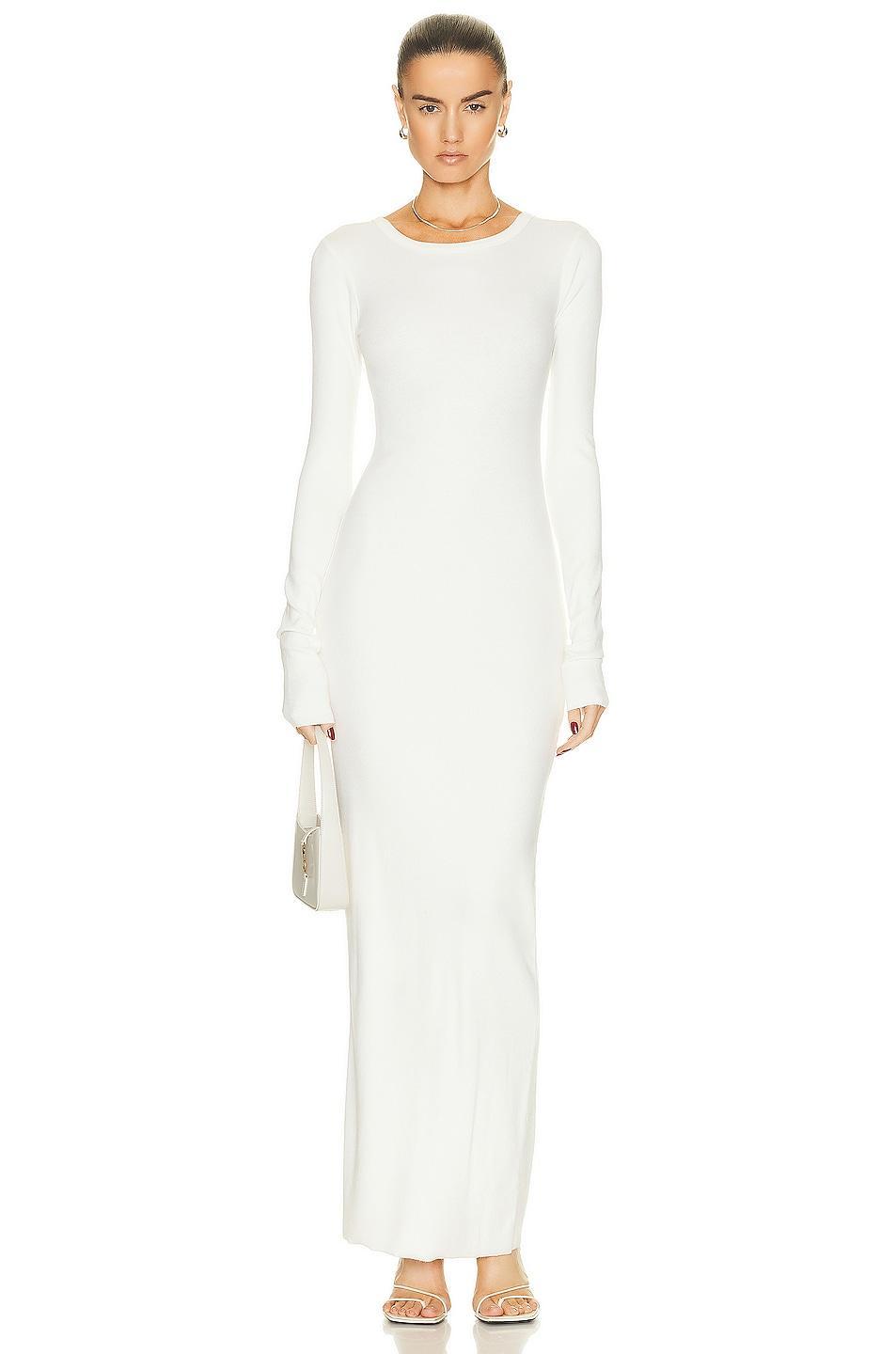 Eterne Long Sleeve Crewneck Maxi Dress in Cream Product Image