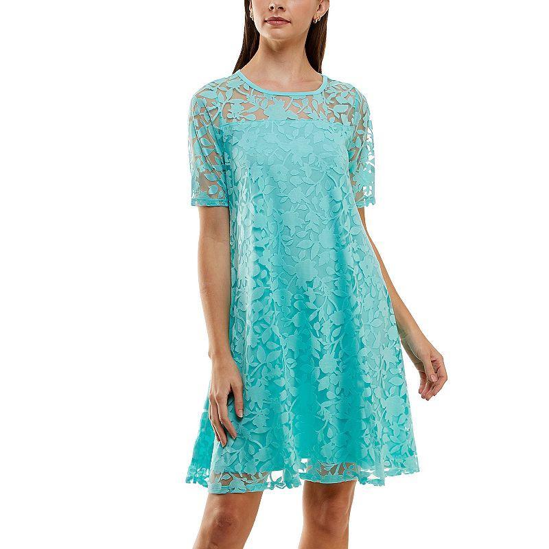 Womens Nina Leonard Burnout-Lace Swing Dress Product Image