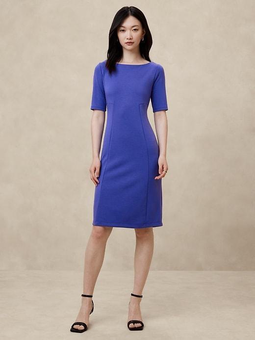 Scuba Seamed Knee-Length Dress Product Image