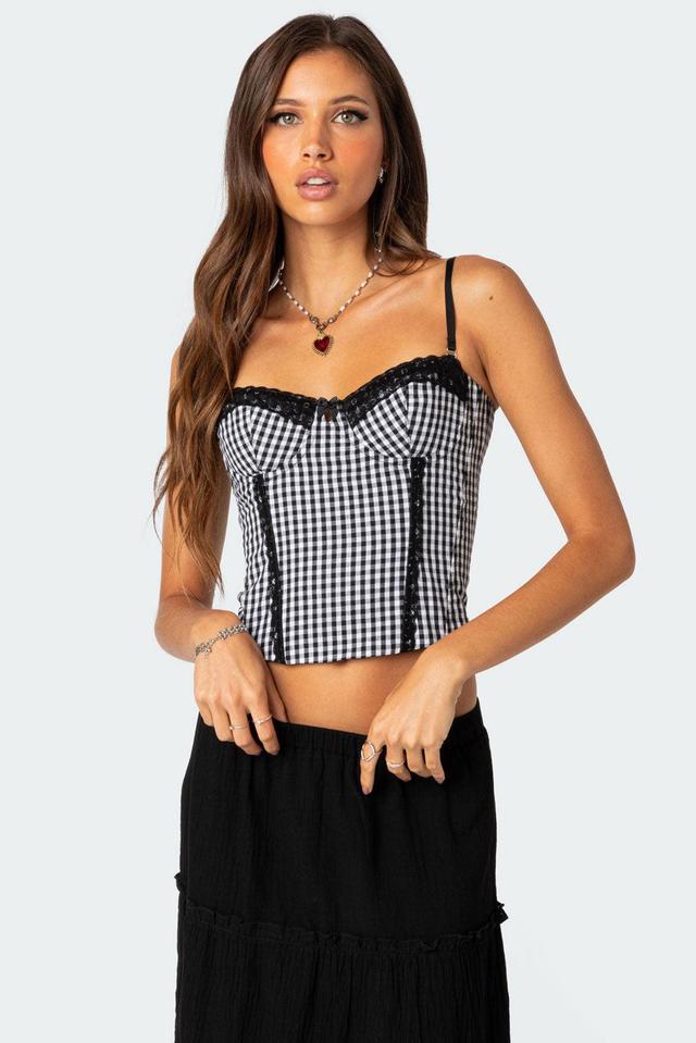 Gingham Lace Up Cupped Corset Product Image