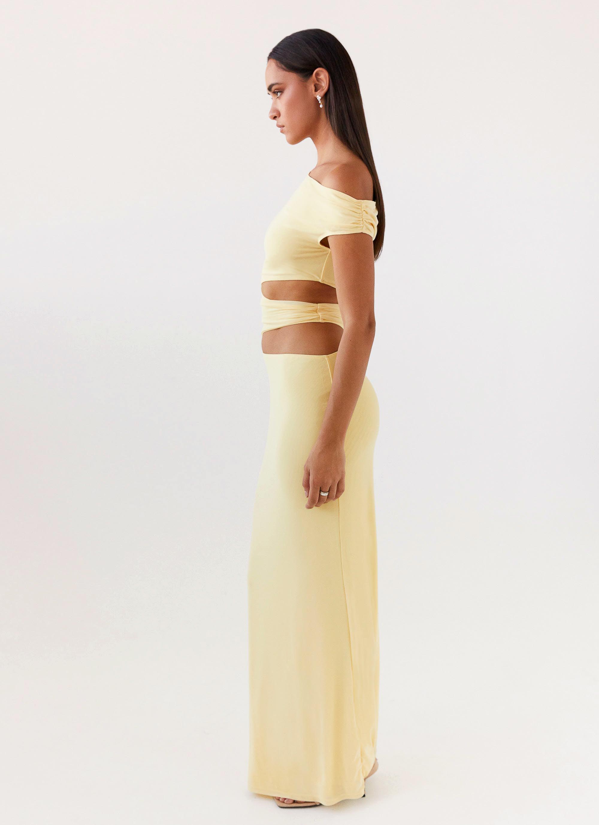 Margot One Shoulder Maxi Dress - Yellow Product Image