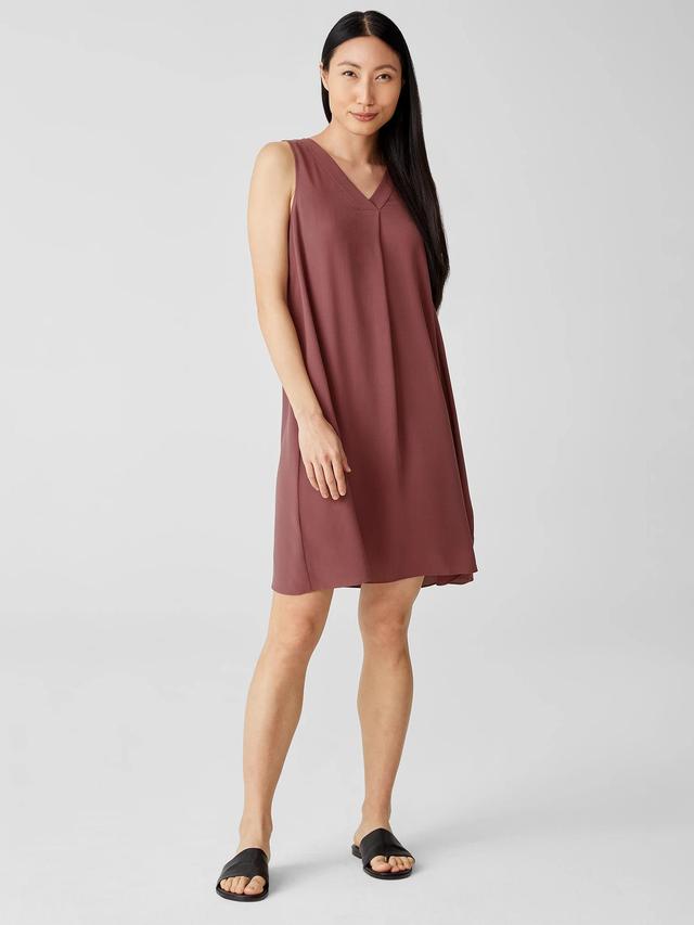 EILEEN FISHER Silk Georgette Crepe Pleated Dressfemale Product Image