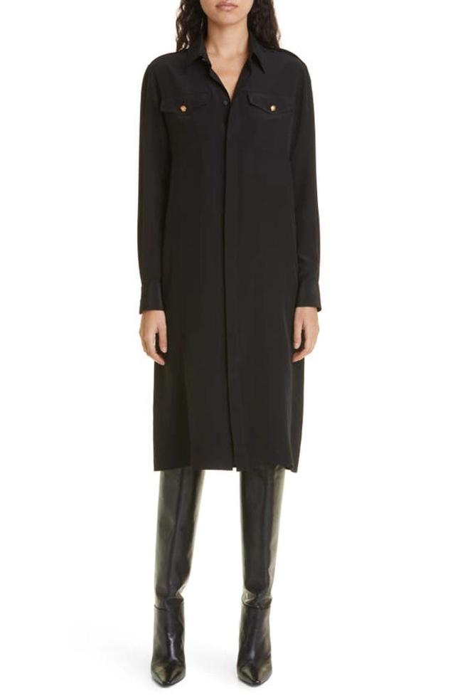 Adelaide Silk Shirt Dress In Black Product Image