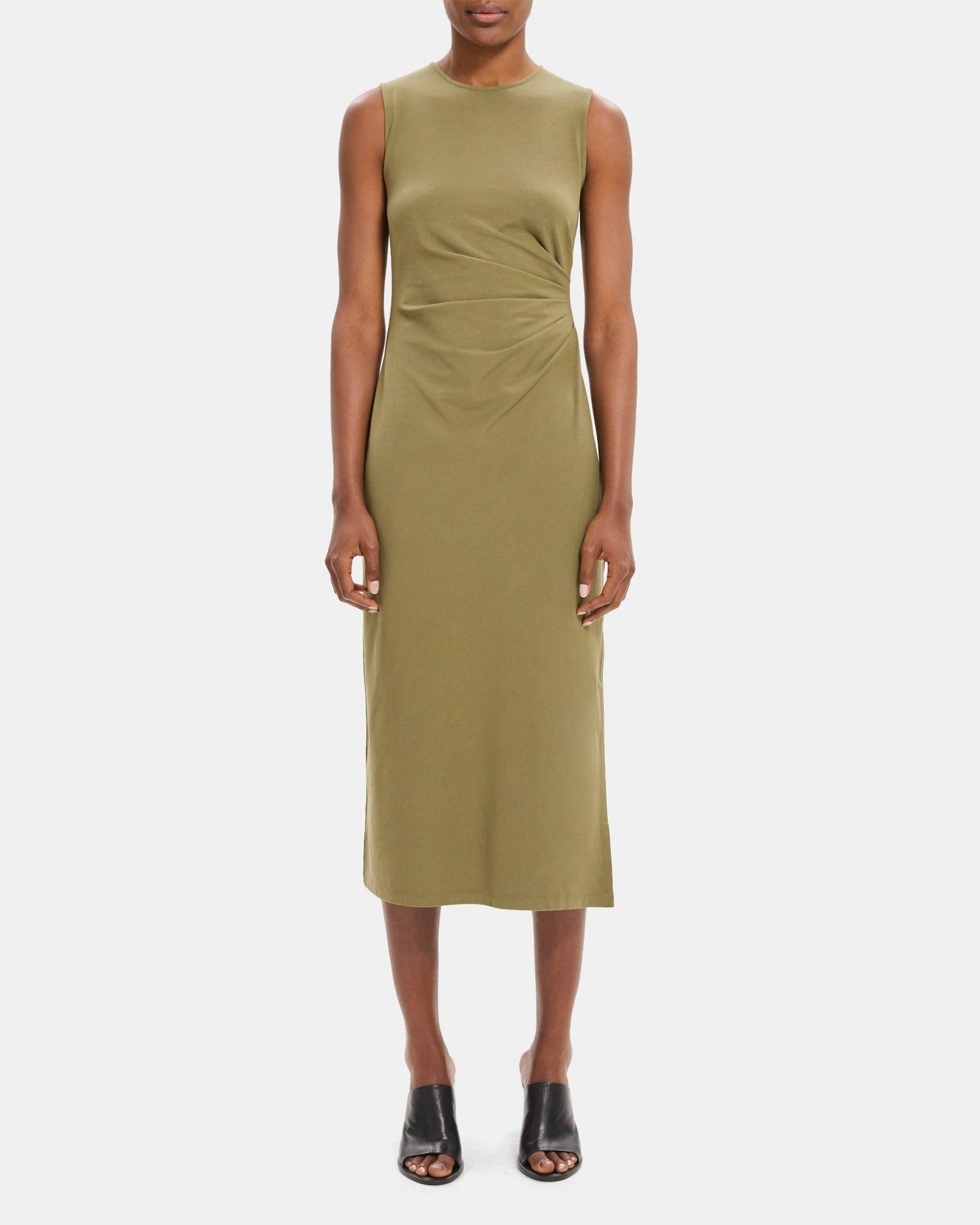 Sleeveless Sheath Dress in Stretch Cotton-Modal Product Image