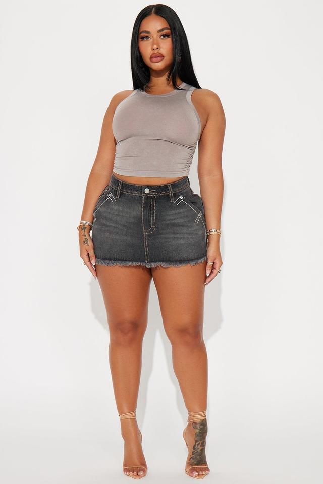 Chasing You Denim Micro Mini Skirt - Grey Product Image