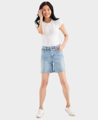 Style & Co Womens High-Rise Belted Cuffed Denim Shorts, Created for Macys Product Image