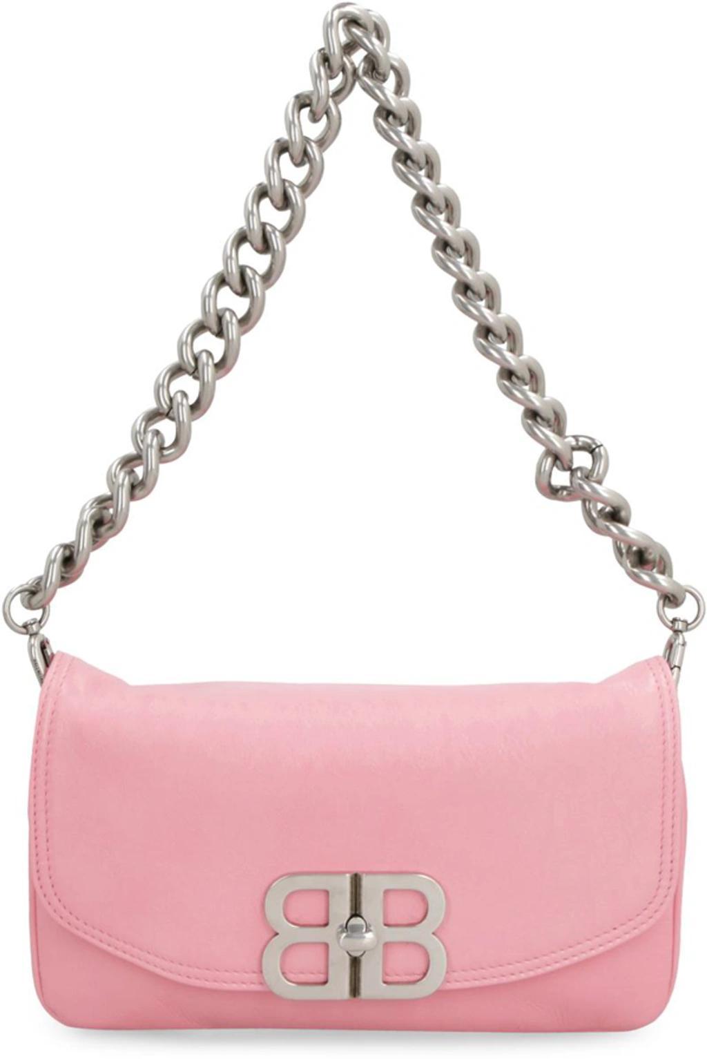 BALENCIAGA Bb Soft Flap Leather Shoulder Bag In Pink Product Image