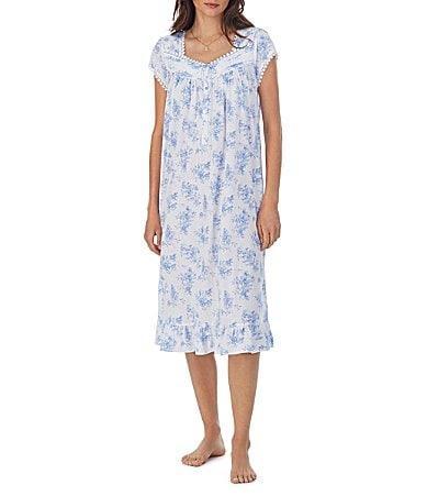 Eileen West Waltz Floral Print Lace Trim Cotton & Modal Nightgown Product Image